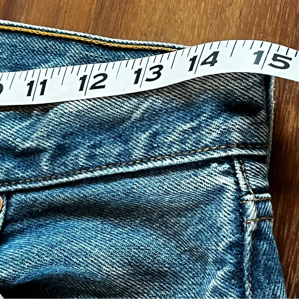 Levi's Blue Denim Jeans with Multicolor Embroidered Cuffs - Picture 8 of 10